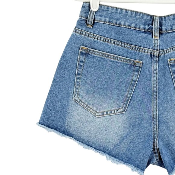Cali 1850 Women's Frayed Hem Studded Blue Denim Shorts Size 7/28 NWT - Picture 6 of 12